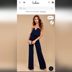 Lulu's Navy Strapless Wide-Leg Jumpsuit